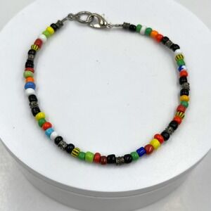 Vintage Colorful Mixed Seed Bead Bracelet Multicolor Glass Beads Lobster Clasp